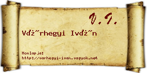 Várhegyi Iván névjegykártya
